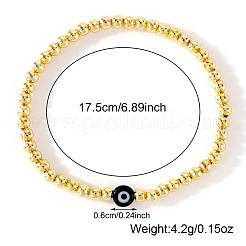 Bracelets extensibles en perles rondes en laiton doré&nbsp;ZL1775-6
