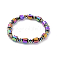 Bracciale con collana di perline a colonna in ematite sintetica e ottone con fermagli magnetici&nbsp;SJEW-G079-01D