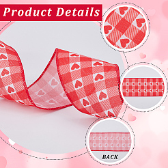 2 rouleau de 2 styles de ruban imprimé en polyester pour la Saint-Valentin&nbsp;OCOR-GF0004-34