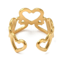 Bagues ouvertes en acier inoxydable 304 en forme de cœur creux pour la Saint-Valentin&nbsp;RJEW-D012-03G