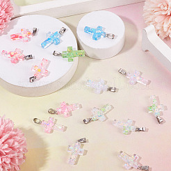 15 pendentif lumineux en résine à paillettes&nbsp;RESI-TA0004-20B