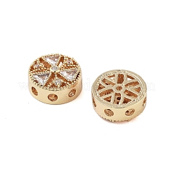 Perle di zirconi cubici trasparenti in micro pavè di ottone&nbsp;KK-Z059-04G