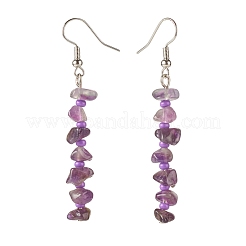 Natürliche Amethyst-Chips-Ohrringe mit Glas&nbsp;EJEW-JE04840-07