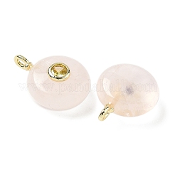 Pendentifs ronds plats en quartz rose naturel&nbsp;G-H318-01G-09