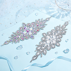 2 Stück 2-Stil-Blumen-Glitzer-Glas-Strass-Applikationen&nbsp;FIND-FG0002-60