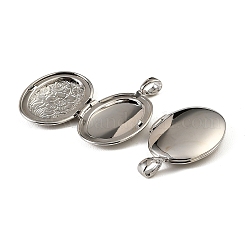 Medaillon-Anhänger aus Messing mit floralem Relief&nbsp;KK-CBA7157-01P