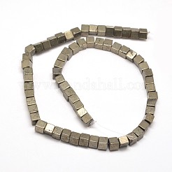 Perline cubo di pirite naturale fili&nbsp;G-I126-17-10x10mm