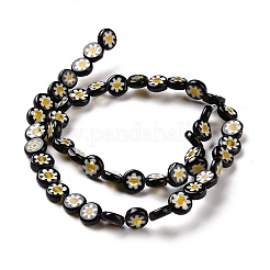 Handmade Millefiori Glasperle flach rund Stränge&nbsp;X-LK-P011-20