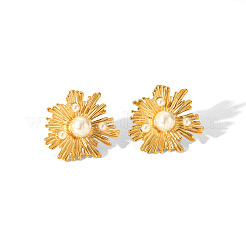 Imitation Perle Blume unregelmäßige Vintage Ohrstecker und Manschettenringe&nbsp;HQ5475-1