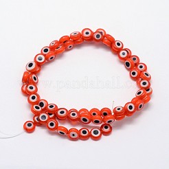 Handmade bösen Blick lampwork flache runde Perle Stränge&nbsp;LAMP-L058-12mm-08