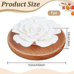 Diffusore di aromaterapia a forma di rosa in porcellana con base in legno&nbsp;DJEW-WH0077-05A