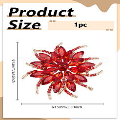 1 épingle à revers en alliage de verre et strass en forme de fleur pour fête de mariage&nbsp;JEWB-LP0006-06D