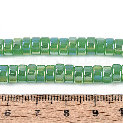 Couleur ab perles imitation plaqué jade de fils de verre&nbsp;GLAA-T026-3x6mm-J03