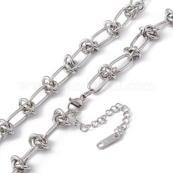 Collana a catena con maglie kont in acciaio inossidabile 304 anti-ossidazione per uomo e donna&nbsp;NJEW-P269-02P
