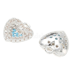 Breloques en laiton serties de micro-pavés de zircon cubique bleu ciel&nbsp;CU-CBAB0CF-14S
