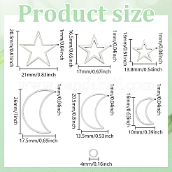 Kit para hacer pendientes colgantes de luna y estrella de acero inoxidable 304&nbsp;DIY-DR0001-38