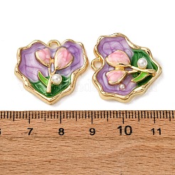 Leichtgoldfarbene Emaille-Anhänger&nbsp;ENAM-B028-39KCG