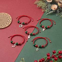 Pulsera con dijes de esmalte y aleación con temática navideña.&nbsp;BJEW-JB09928