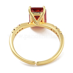 Anello solitario con zirconi cubici micro pavé in ottone placcato a cremagliera rettangolare&nbsp;RJEW-Z059-10G-02