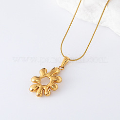3 collier pendentif fleur irrégulier en acier inoxydable de style coréen pour tenue décontractée au bureau&nbsp;JJ9305