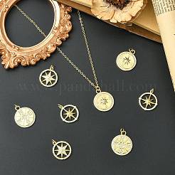 8pcs 4 styles pendentifs en laiton micro pavé de zircone cubique&nbsp;KK-CJ0003-81