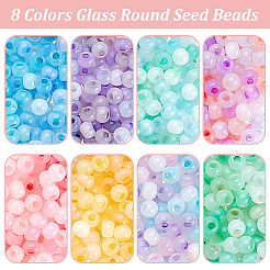 8 Beutel 8 Farben runde Glasperlen&nbsp;SEED-PH0001-93