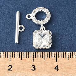 Fermoirs à bascule en laiton pavé de zircons cubiques transparents&nbsp;KK-A253-08S
