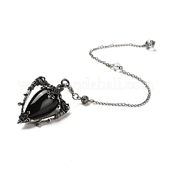 Colgantes de péndulo de radiestesia triangular de obsidiana natural&nbsp;G-G022-01AS-07