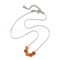Collier avec pendentif en perles rondes de pierres naturelles mélangées et chaîne Boston en acier inoxydable 304&nbsp;NJEW-JN06550