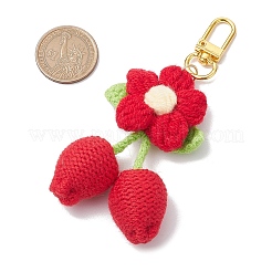 Ornements suspendus en forme de fleur de cerisier en coton crocheté à la main&nbsp;HJEW-JM02667-03