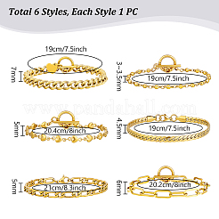 6 Stück 6 Stile Edelstahl-Kettenarmband-Kits&nbsp;BJEW-PH0004-47