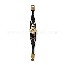 Pulseras de hilo trenzado de cuero retro multicadenas&nbsp;BJEW-L616-20J