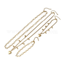 Herz 304 Edelstahl Doppel Halsketten & Armbänder Sets für Frauen&nbsp;SJEW-F226-03G