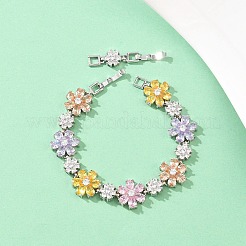 Tennisarmbänder aus platinfarbenem Messing mit Mikropavé-Fassung aus Zirkonia&nbsp;BJEW-B160-10P