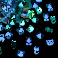 100 Stück Katzen- und Fisch-Harz-Cabochons&nbsp;MRMJ-CJ0001-40