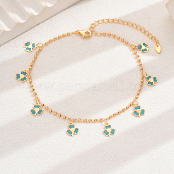 Bracelets de cheville à pendentif en forme de fleur en laiton émaillé à la mode pour femmes&nbsp;KA8156-2