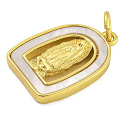 Pendentifs en laiton plaqué or 18 carat véritable avec coquillage et anneaux de jonction&nbsp;KK-D534-04G-03