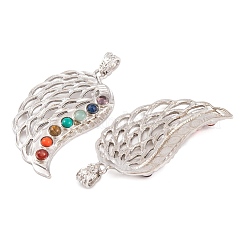 Chakra natürliches Tigerauge & natürlicher Lapislazuli & natürlicher Karneol & synthetischer Türkis & große Glasanhänger&nbsp;G-NH0025-04P