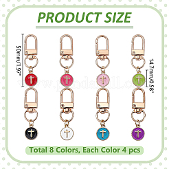32 pz 8 stili lega smaltata rotonda piatta con decorazioni pendenti a croce&nbsp;HJEW-WR00051