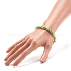 Stretcharmband mit runden Perlen aus natürlicher weißer Jade&nbsp;BJEW-JB07968-04
