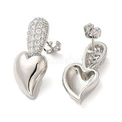 Boucles d'oreilles en laiton plaqué en forme de cœur pour femmes&nbsp;EJEW-O001-09P