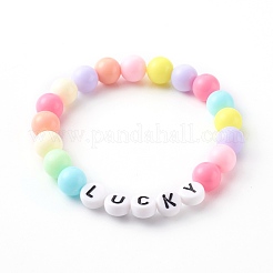 4 pièces 4 styles de bracelets de perles extensibles acryliques opaques ronds pour enfants&nbsp;BJEW-JB06227