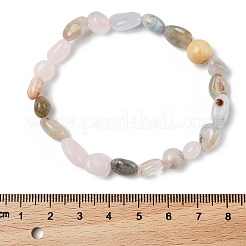 Morganite naturales pulseras del grano del estiramiento&nbsp;BJEW-K213-49