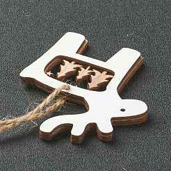 Décorations de pendentif en bois naturel sur le thème de noël&nbsp;HJEW-P010-14