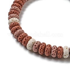 Bracciale regolabile con perline intrecciate di roccia lavica naturale tinta in disco&nbsp;BJEW-G691-01B