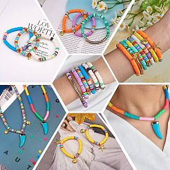 10 Strang 5 Farben flache runde handgemachte Polymer Clay Perlen&nbsp;CLAY-SZ0002-02A