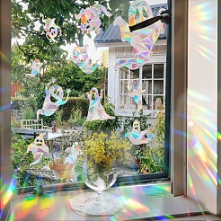 Adesivi elettrostatici per finestre con prismi arcobaleno fantasma di Halloween&nbsp;PW-WG9D1AB-01