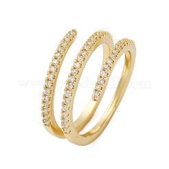 Offene Manschettenringe aus Messing mit Mikropavé und klaren kubischen Zirkonia für Damen&nbsp;RJEW-S624-04G