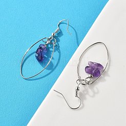 Natürlichen Amethyst Ohrringe&nbsp;X-EJEW-JE02150-03