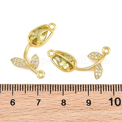 Ciondoli con connettore a forma di fiore in micro pavé di zirconi trasparenti in ottone placcato a cremagliera&nbsp;KK-Z043-03J